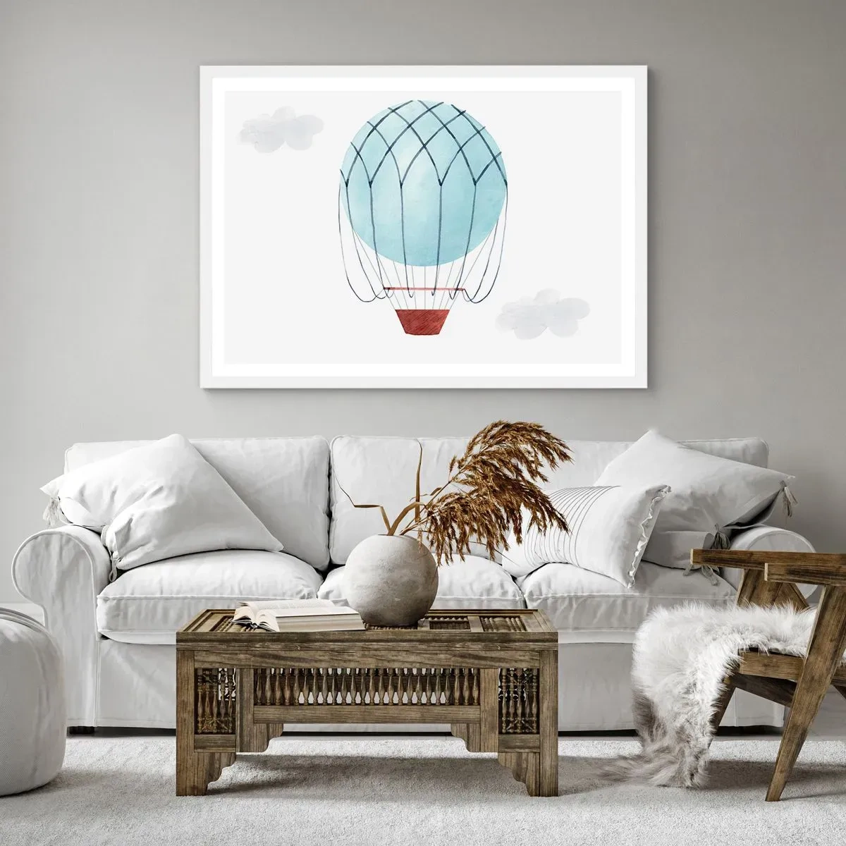 Affisch i vit ram - Hel i molnen - 100x70 cm