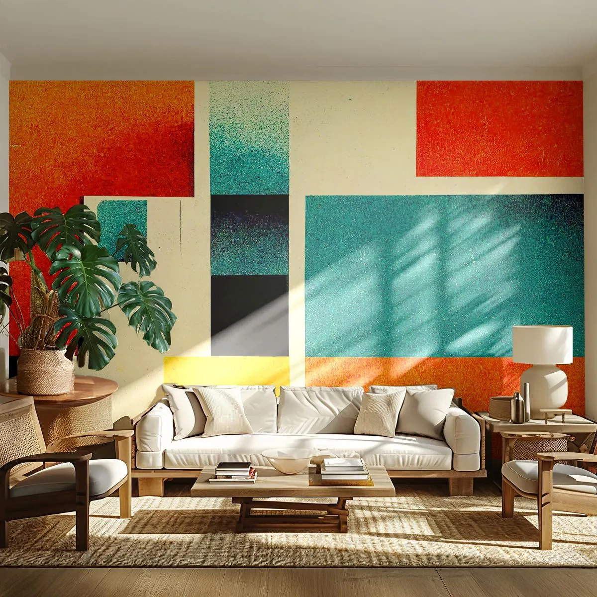 Fototapet Premium Canvas - Geometrisk abstraktion - bra energi - Rutor, Åldrig, Bit - 250x175 cm