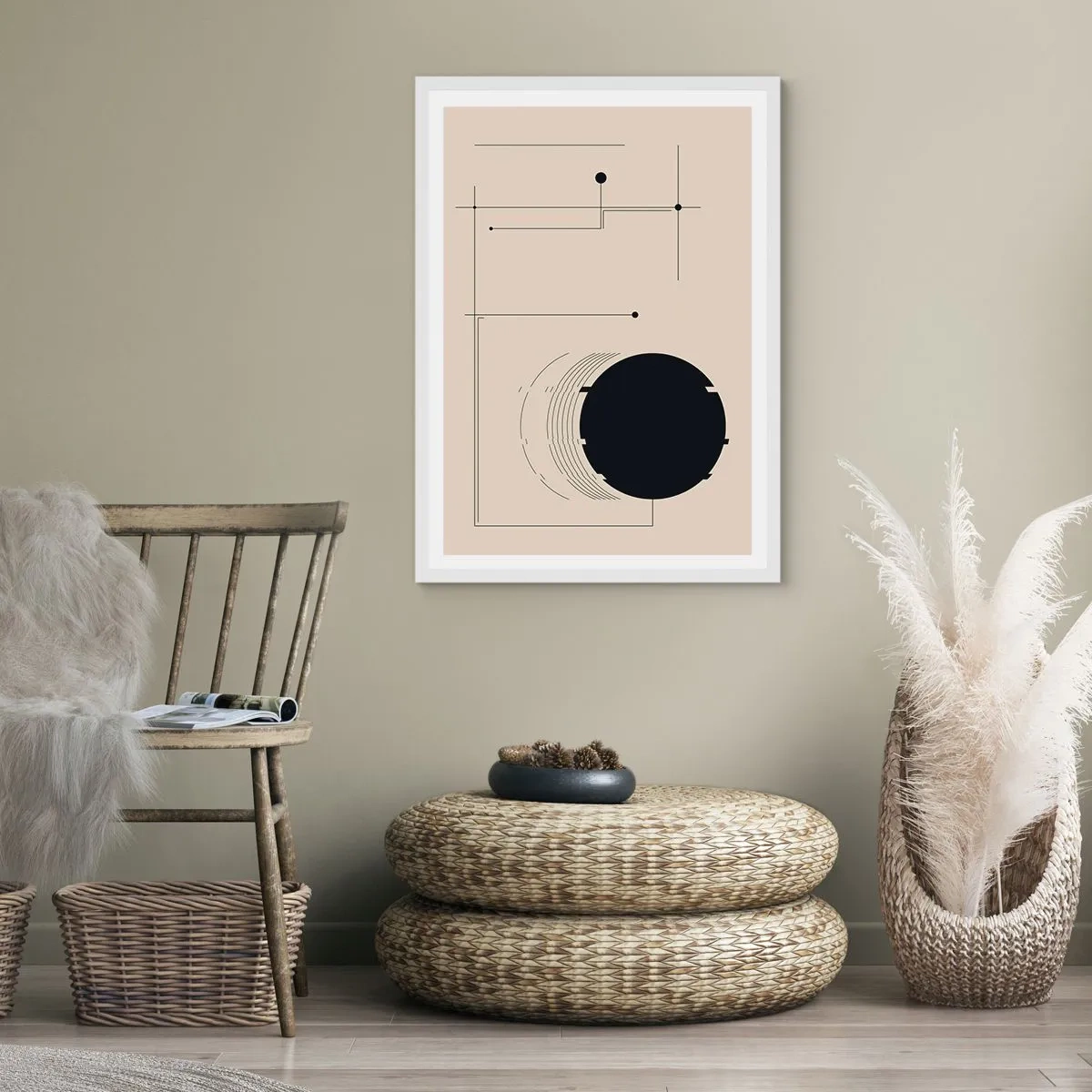 Affisch i vit ram - Fjädrande och dynamisk komposition - 61x91 cm