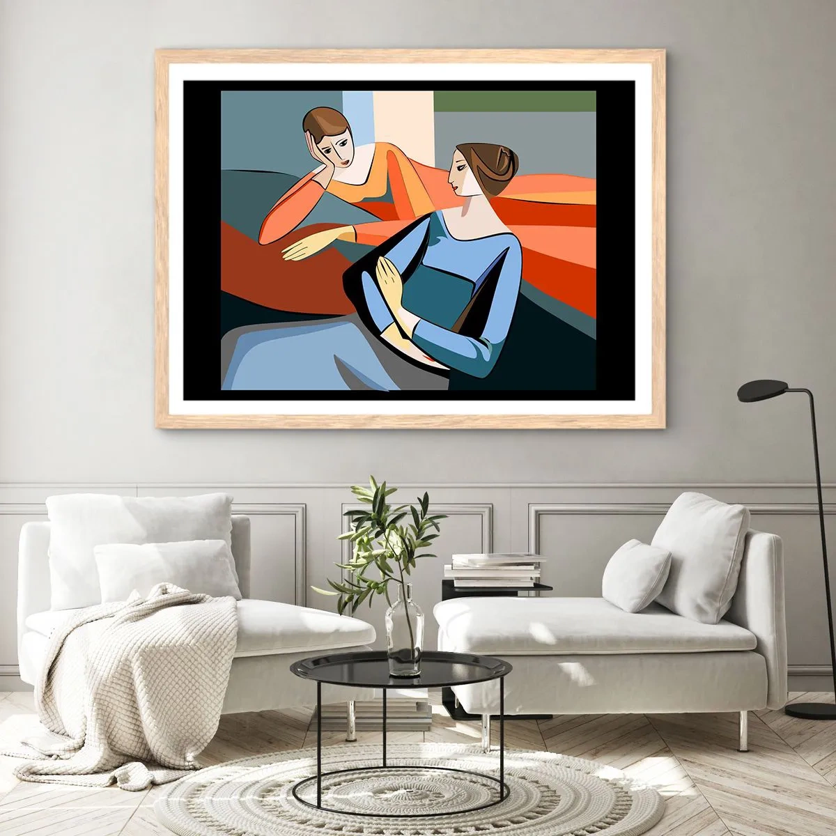 Affisch i ram av ljusek - Ett ögonblick av förtrolighet - 100x70 cm