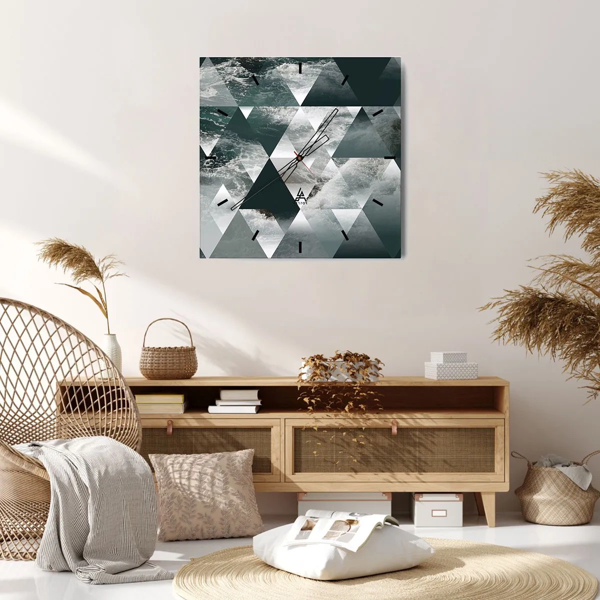 Väggklocka - Klocka på glas - Kristallperspektiv - 40x40 cm