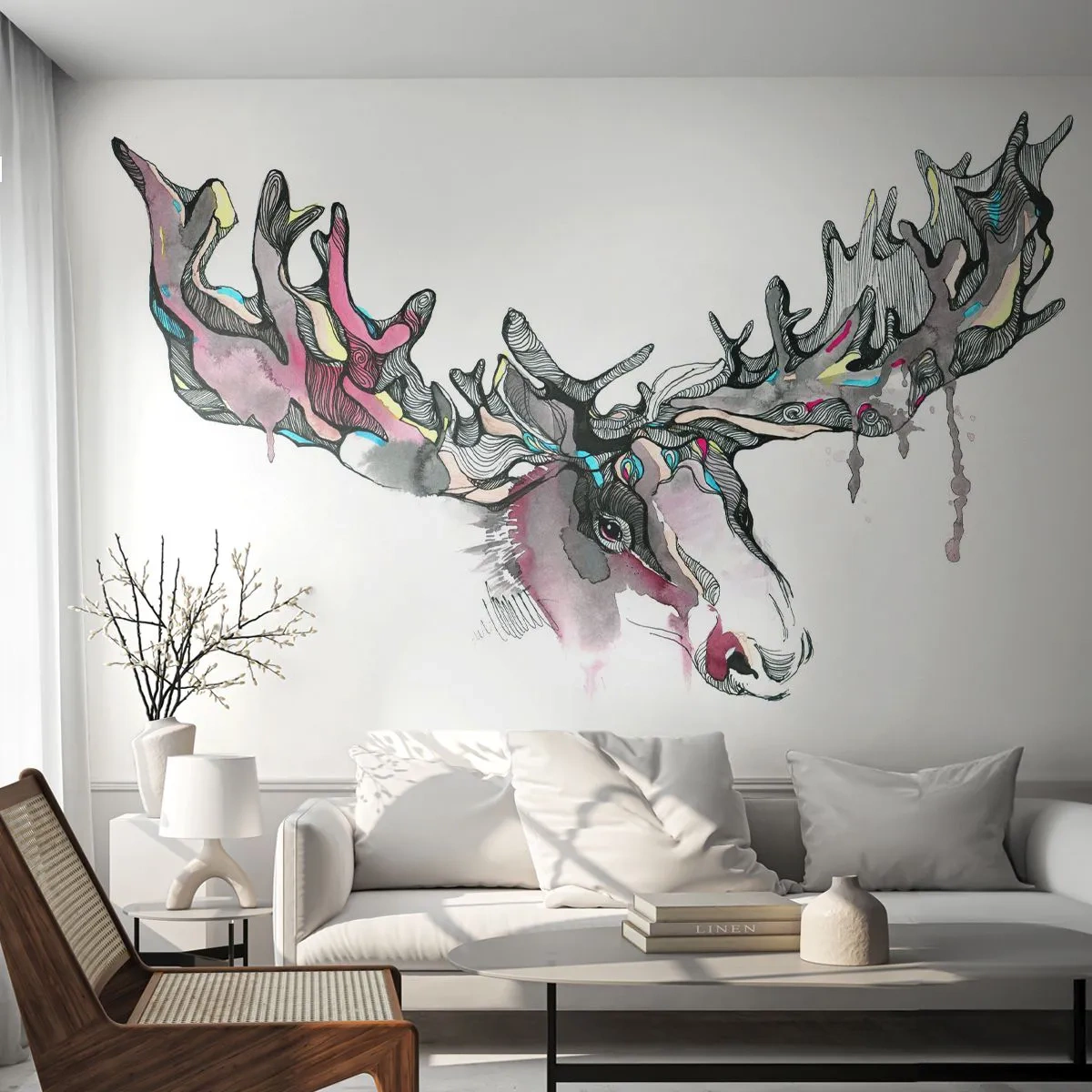 Fototapet Standard Eco - Skogskungens krona - Abstraktion, Älg, Natur - 200x140 cm