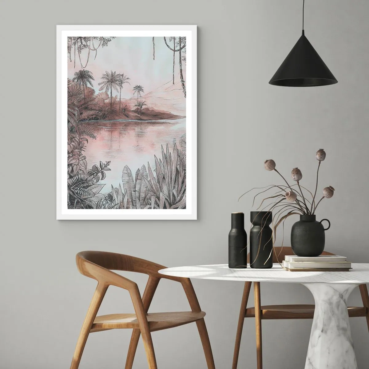 Affisch i vit ram - En upptäcktsresandes dagbok från 1800-talet - 61x91 cm
