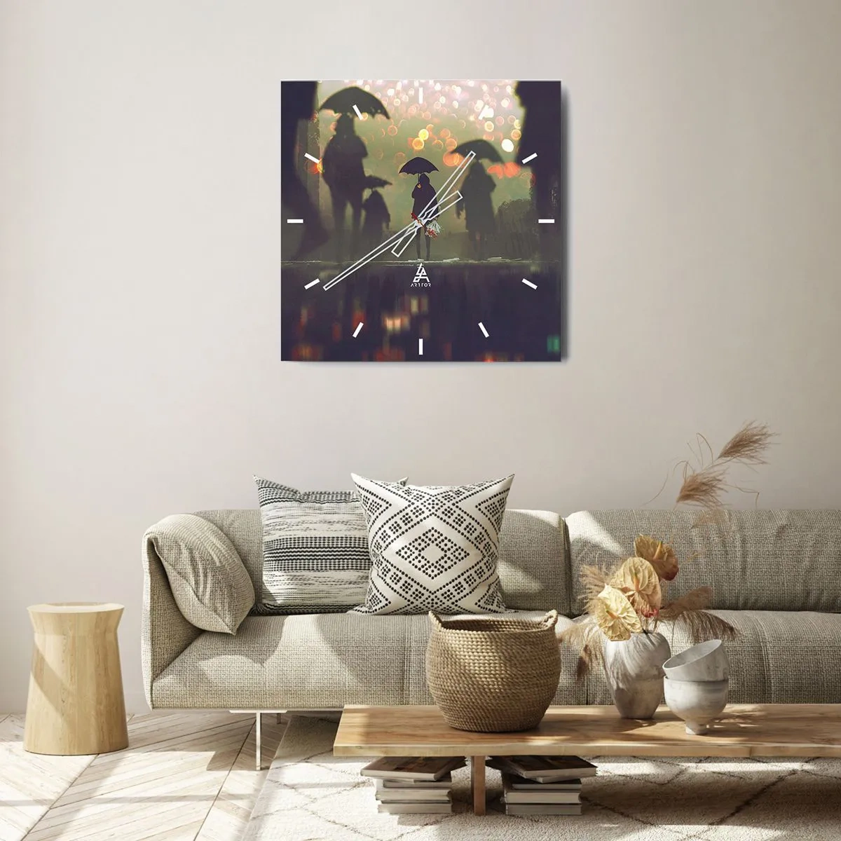 Väggklocka - Klocka på glas - Ur vattendroppens perspektiv - 40x40 cm