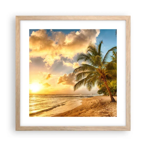 Affisch i ram av ljusek - Evig sommar, alltid semester - 40x40 cm