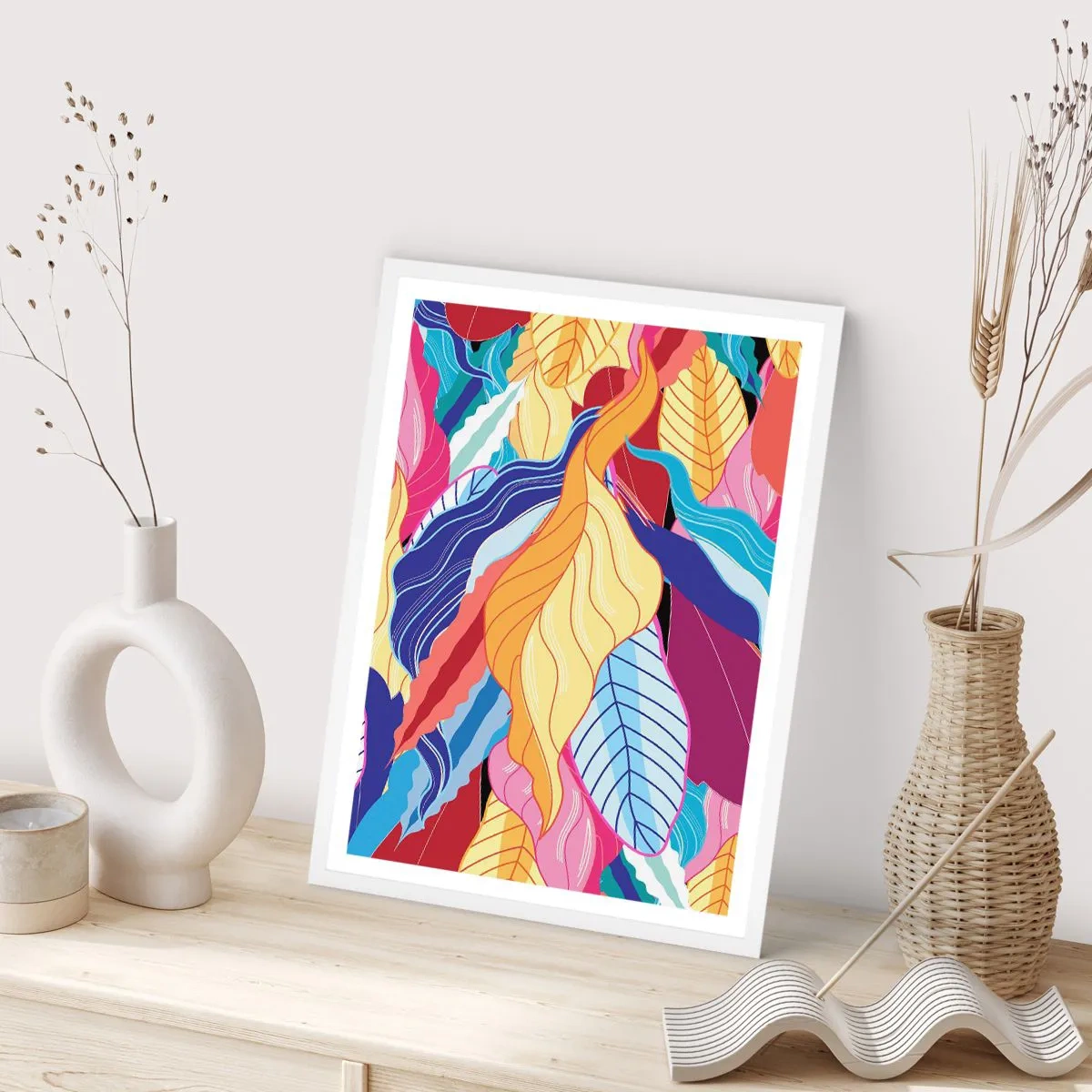 Affisch i vit ram - Färgglad röra - 40x50 cm