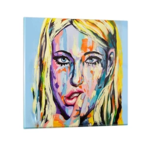 Glastavla - Bild på glas - Titta henne rakt in i ögonen - 30x30 cm