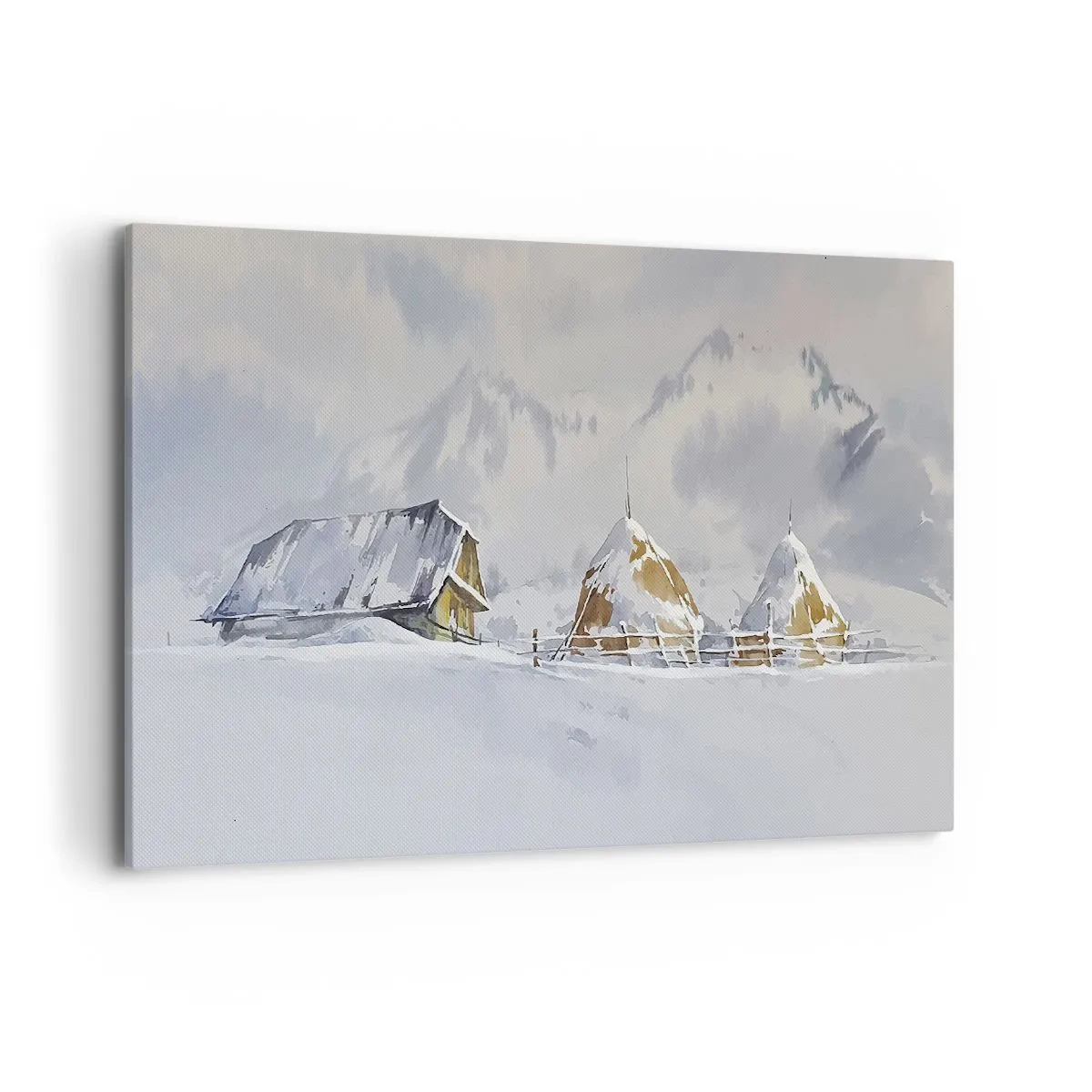 Canvastavla - Bild på duk - I snödalen - 120x80 cm