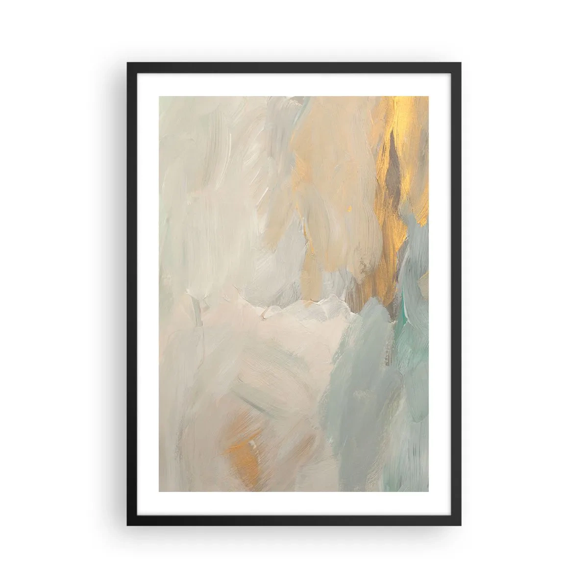 Affisch i svart ram - Abstrakt målningskomposition i pastellfärger - 50x70cm - Abstraktion - ett land av mildhet - Modern väggdekoration för vardagsrum och sovrum ARTTOR