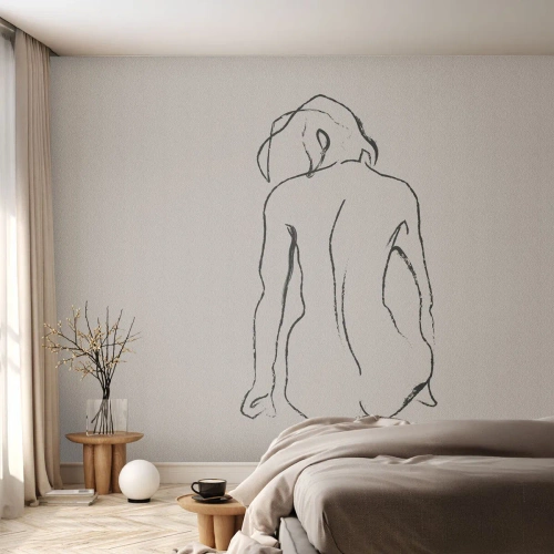 Fototapet Standard Eco - Naken flicka - spela teater, Linje, Teckning - 150x105 cm