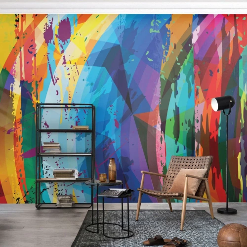 Fototapet Premium Canvas - Färgglad yrsel - Abstraktion, Bit, Modern konst - 200x140 cm