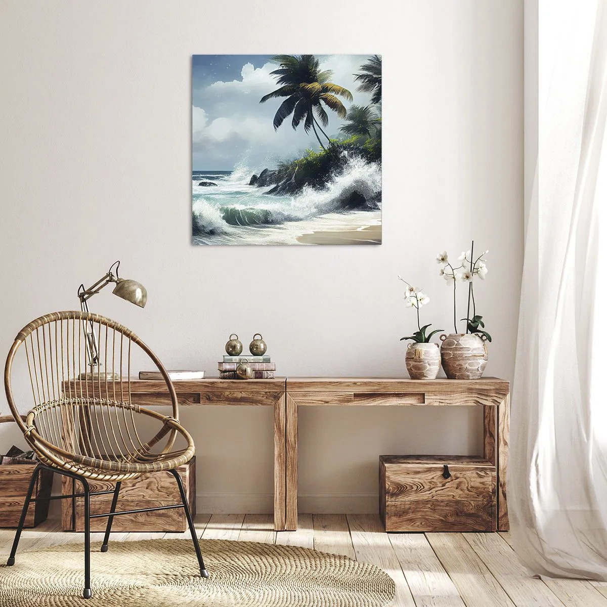 Canvastavla - Bild på duk - På en tropisk strand - 40x40 cm