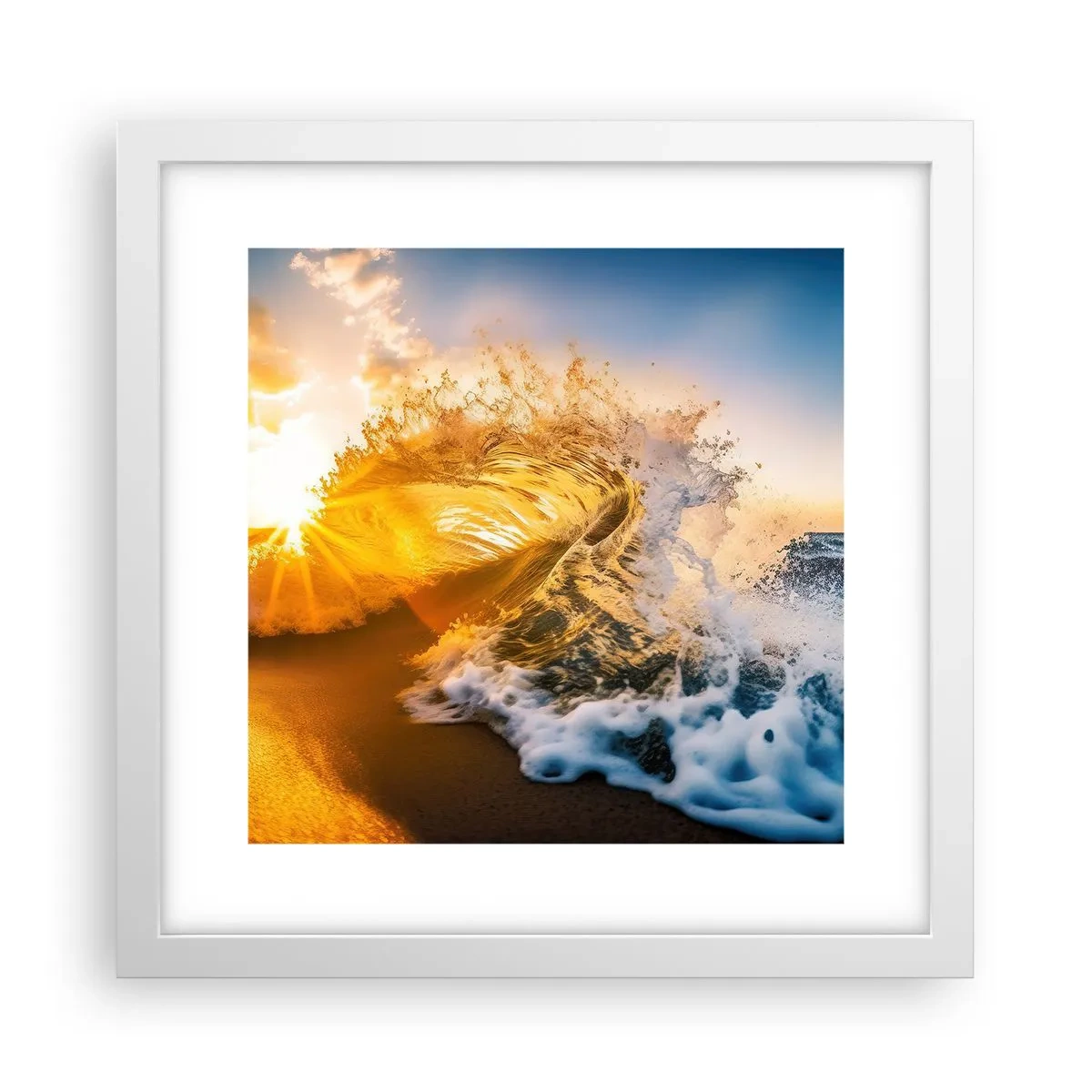 Affisch i vit ram - Lek i sanden - 30x30 cm