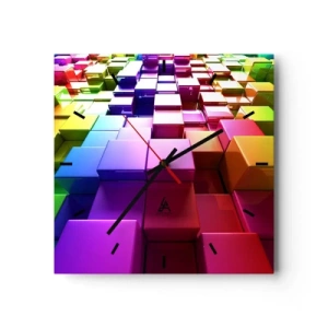 Väggklocka - Klocka på glas - Opkonst-variationer - 30x30 cm