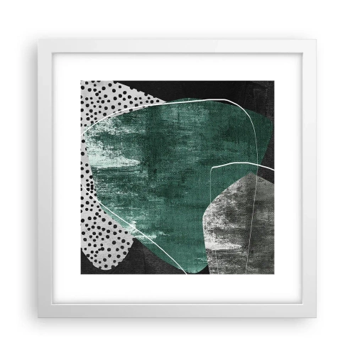 Affisch i vit ram - Färgstark abstraktion med en guldflinga - 30x30 cm