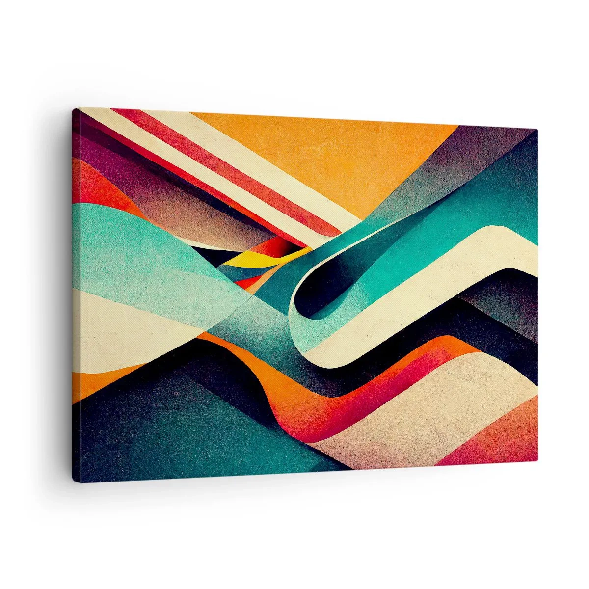 Canvastavla - Bild på duk - Färgglada abstrakta vågor i en dynamisk komposition - 70x50cm - Intensiv komposition - Modern väggdekoration för vardagsrum och sovrum ARTTOR