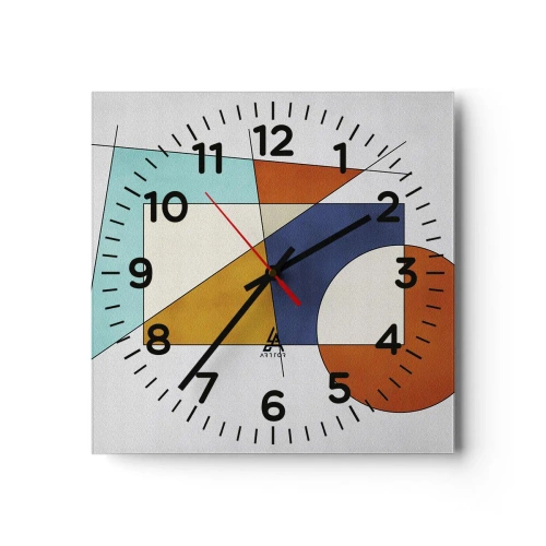 Väggklocka - Klocka på glas - Abstraktion: modernistiskt nöje - 40x40 cm