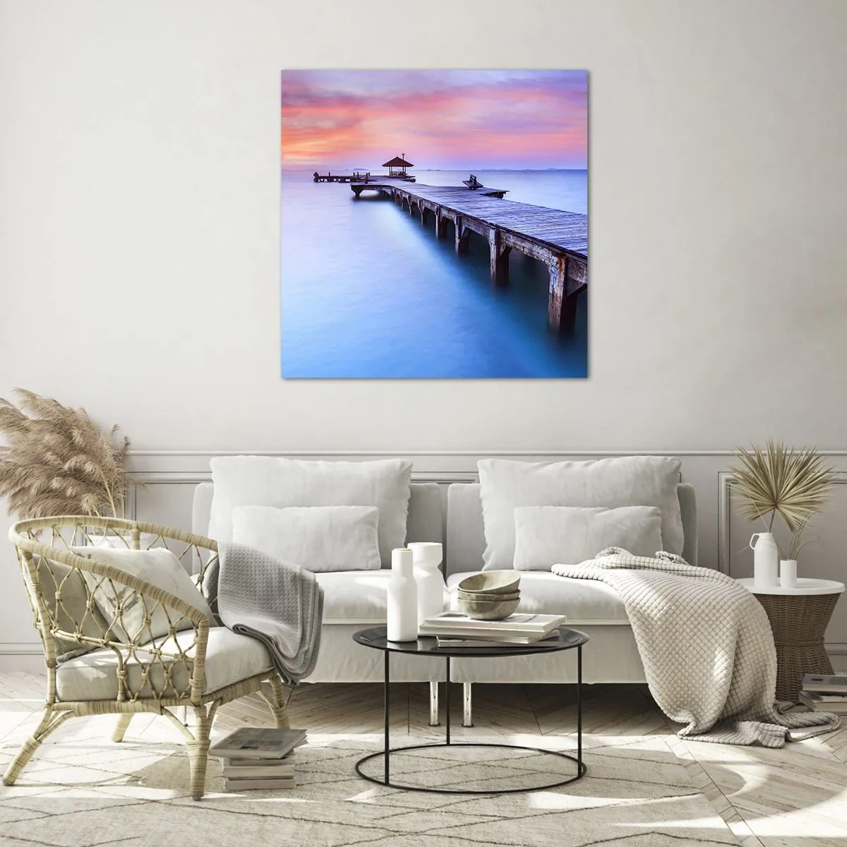 Glastavla - Bild på glas - Lugnets hav ända fram till horisonten - 50x50 cm