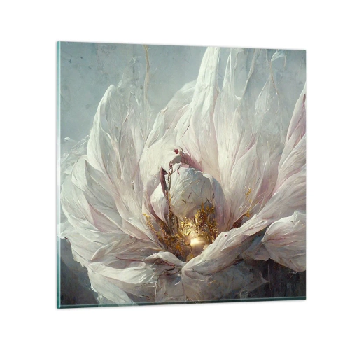 Glastavla - Bild på glas - Blommar en gång på hundra år - 40x40 cm