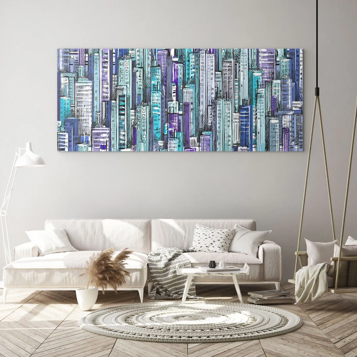 Glastavla - Bild på glas - Blått från himlen - 90x30 cm