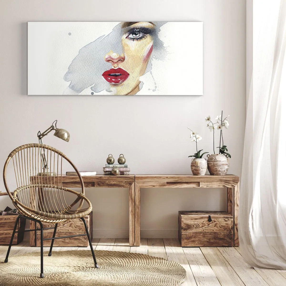 Canvastavla - Bild på duk - Reflektion i vattendroppe - 100x40 cm