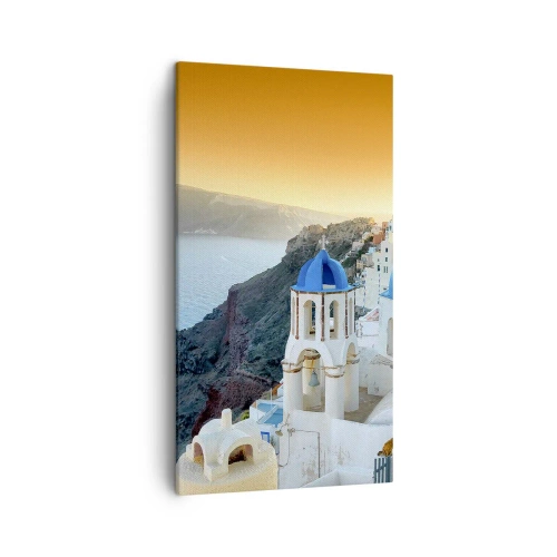 Canvastavla - Bild på duk - Santorini - inbäddat i berg - 45x80 cm