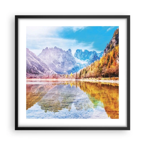 Affisch i svart ram - Det är redan höst i fjällen - 50x50 cm
