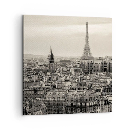 Canvastavla - Bild på duk - Över Paris tak - 60x60 cm