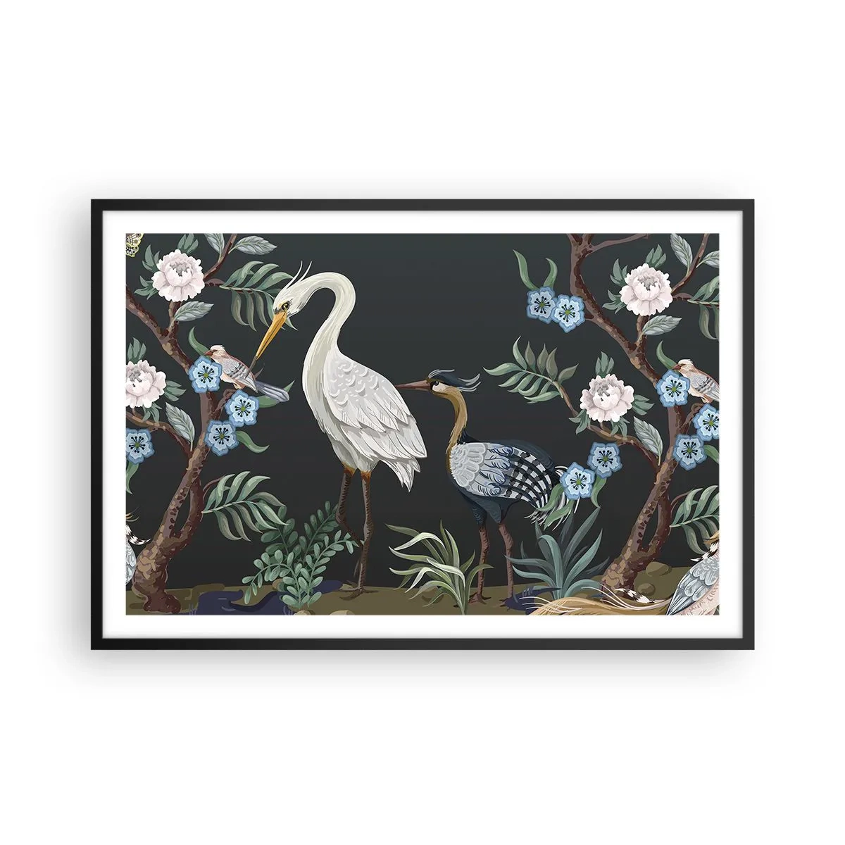 Affisch i svart ram - Fågelparad - 91x61 cm