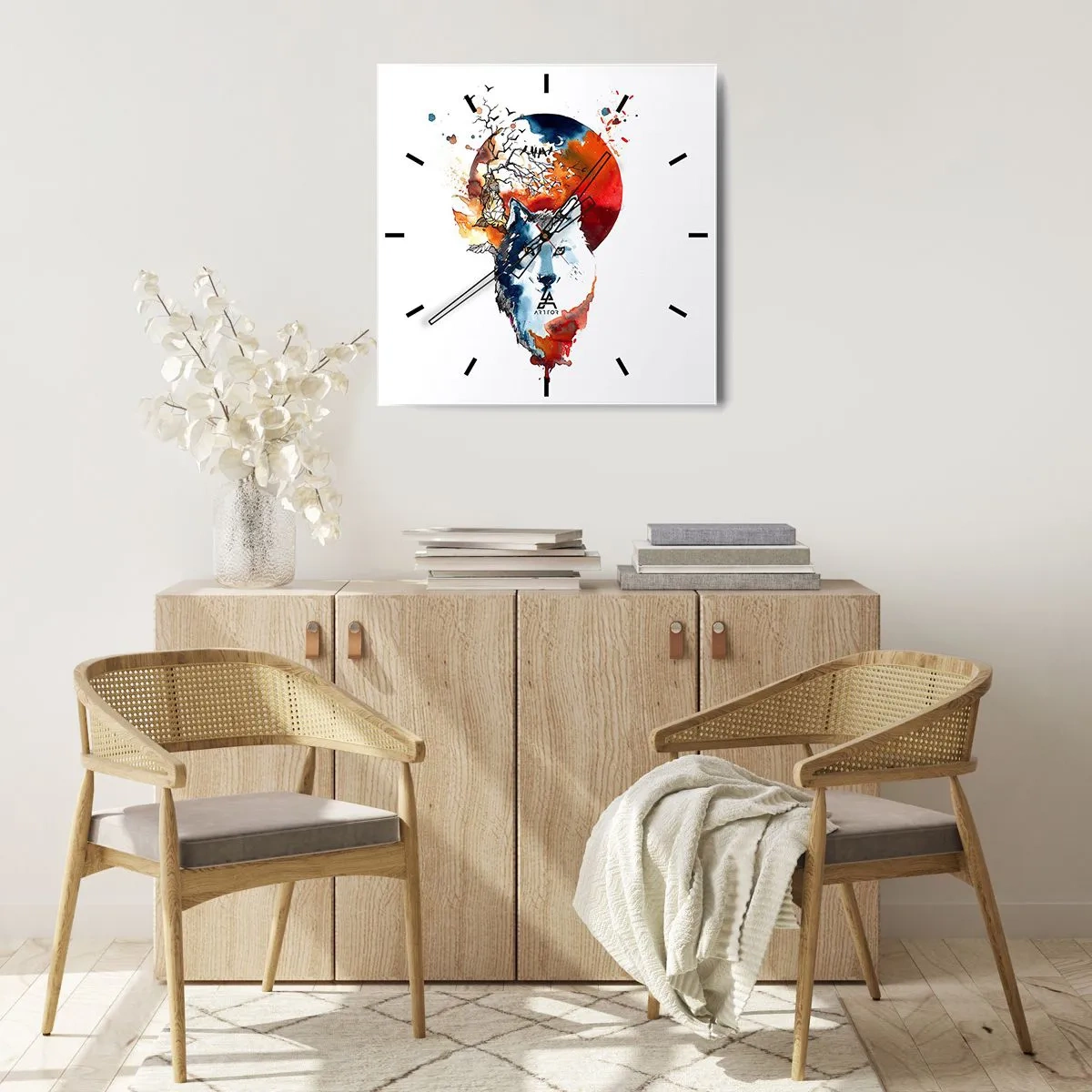 Väggklocka - Klocka på glas - Näsa mot näsa med naturen - 40x40 cm