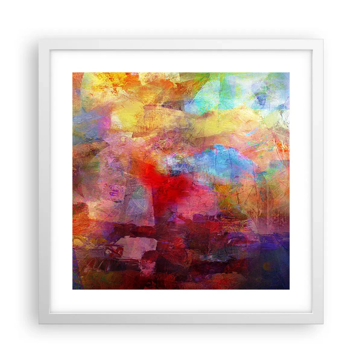 Affisch i vit ram - Titta in i regnbågen - 40x40 cm