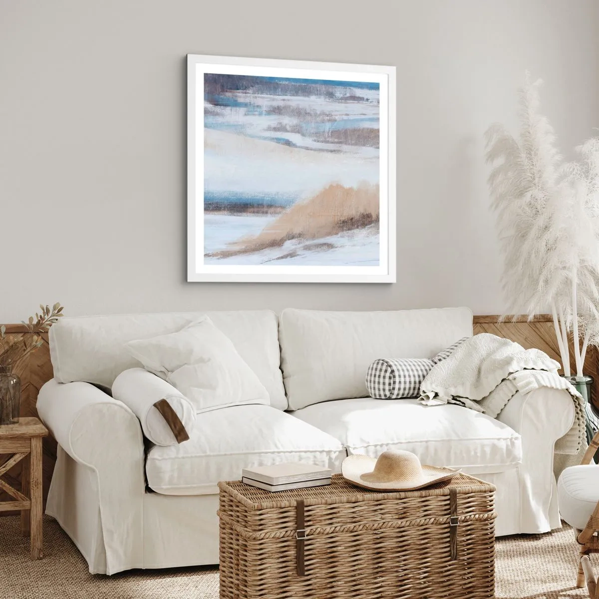Affisch i vit ram - Vinterkomposition - 60x60 cm