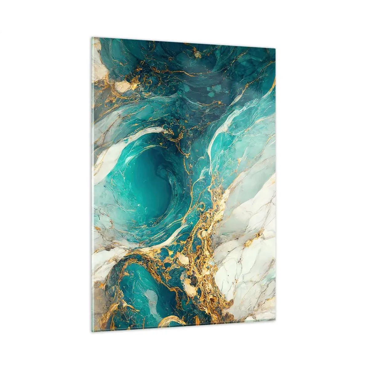 Glastavla - Bild på glas - En komposition med guldådror - 50x70 cm