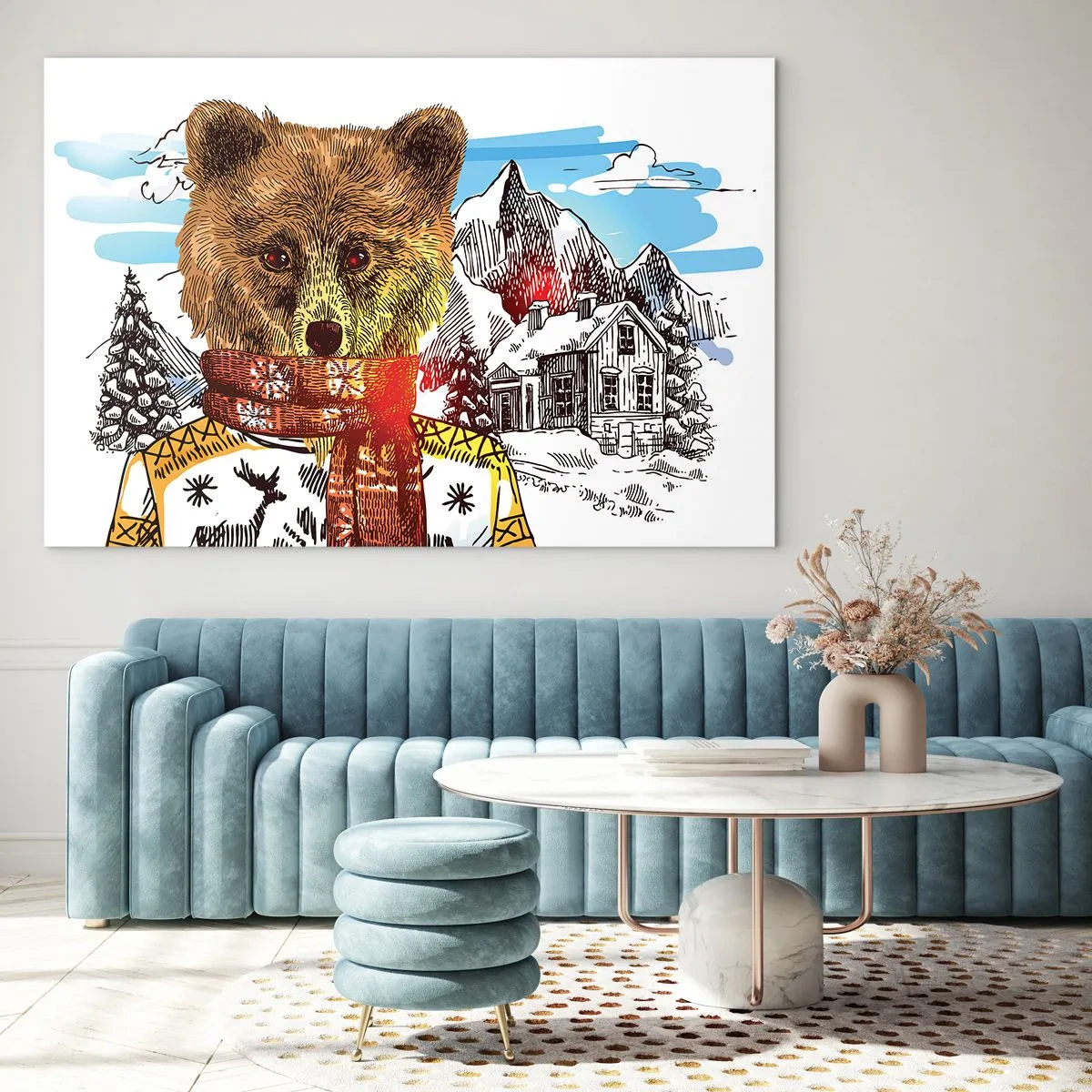 Glastavla - Bild på glas - Björnens koja - 100x70 cm
