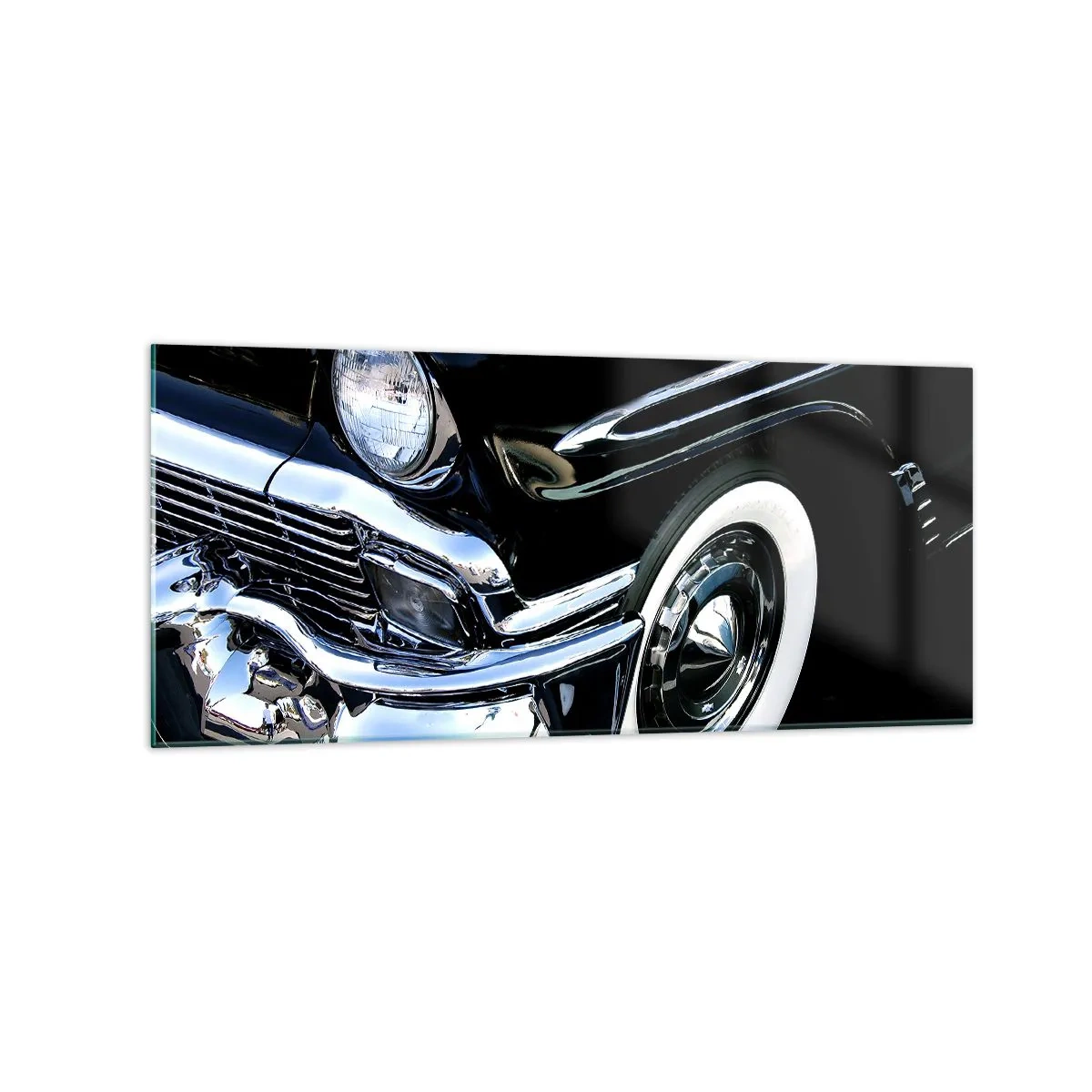 Glastavla - Bild på glas - Klassik i silver, svart och vit - 120x50 cm