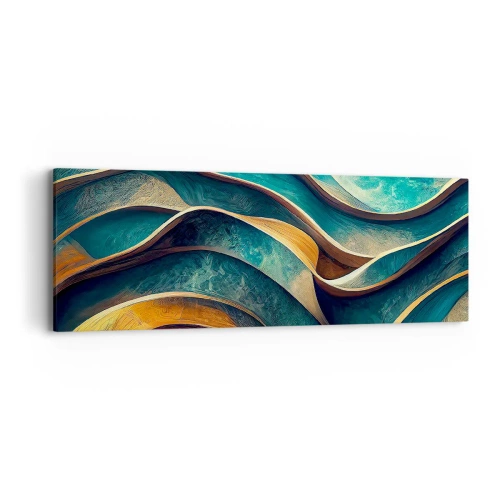 Canvastavla - Bild på duk - Meandrar av blått - 90x30 cm