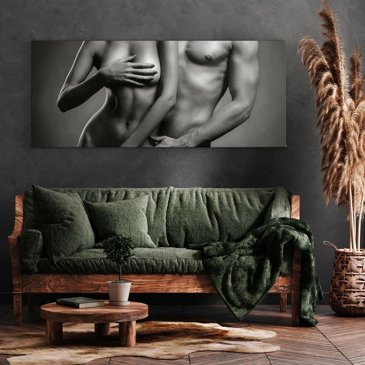 Canvastavla - Bild på duk - Adam och Eva - 100x40 cm