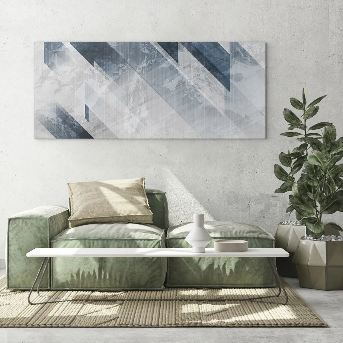 Glastavla - Bild på glas - Tredimensionell komposition – gråhetens rörelse - 160x50 cm