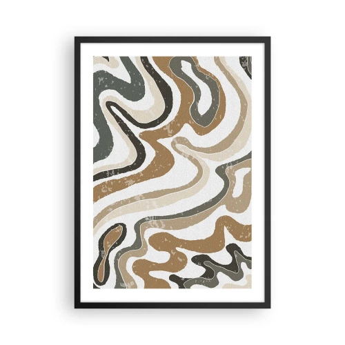 Affisch i svart ram - Abstrakta organiska mönster i jordnära toner - 50x70cm - Meandrar av jordnära färger - Modern väggdekoration för vardagsrum och sovrum ARTTOR