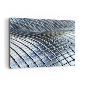Canvastavla - Bild på duk - Metallisk silver våg - 100x70 cm