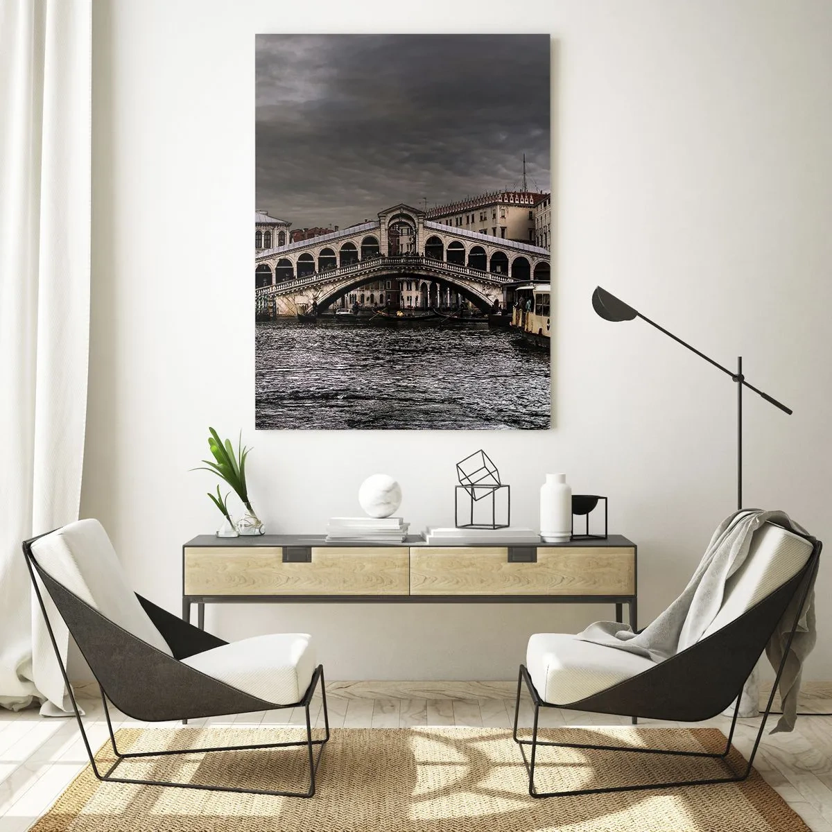 Glastavla - Bild på glas - Ett löfte om en kväll i Venedig - 50x70 cm