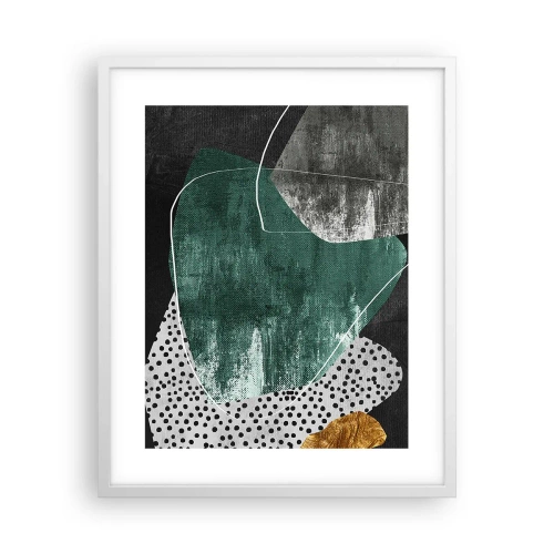 Affisch i vit ram - Färgstark abstraktion med en guldflinga - 40x50 cm