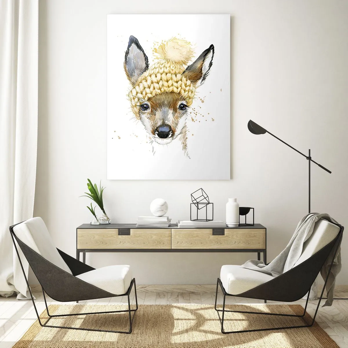 Glastavla - Bild på glas - För vinter i insnöad skog - 80x120 cm