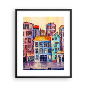 Affisch i svart ram - En sagostad  - 40x50 cm