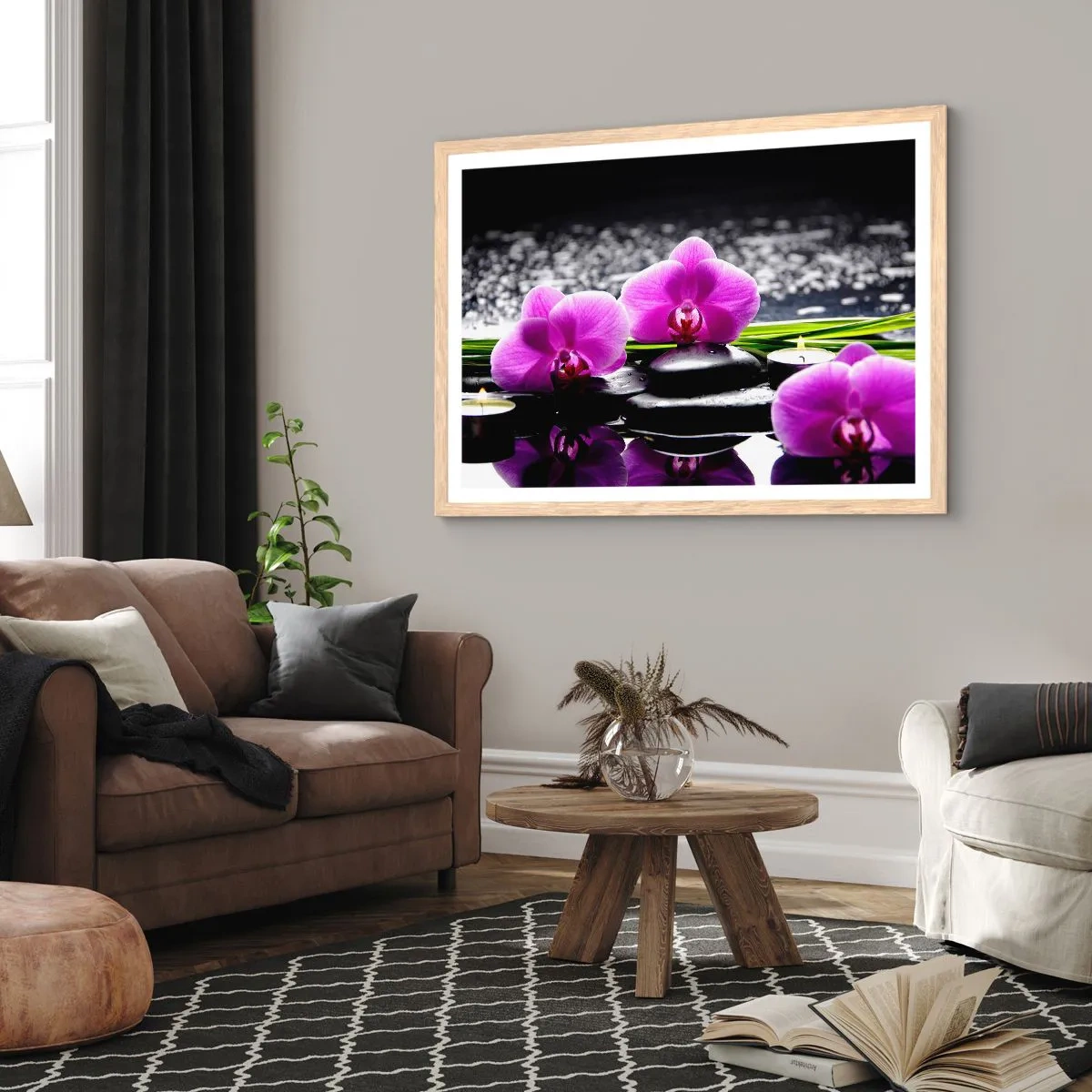 Affisch i ram av ljusek - Drunkna i tystnad och lugn - 50x40 cm