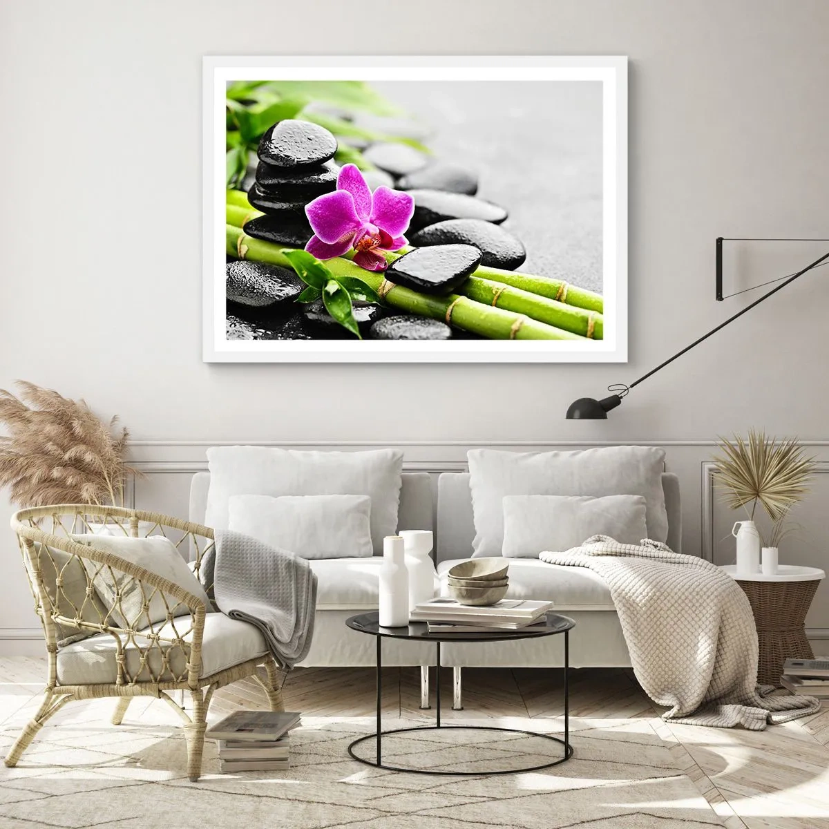 Affisch i vit ram - Lugn balans - 70x50 cm