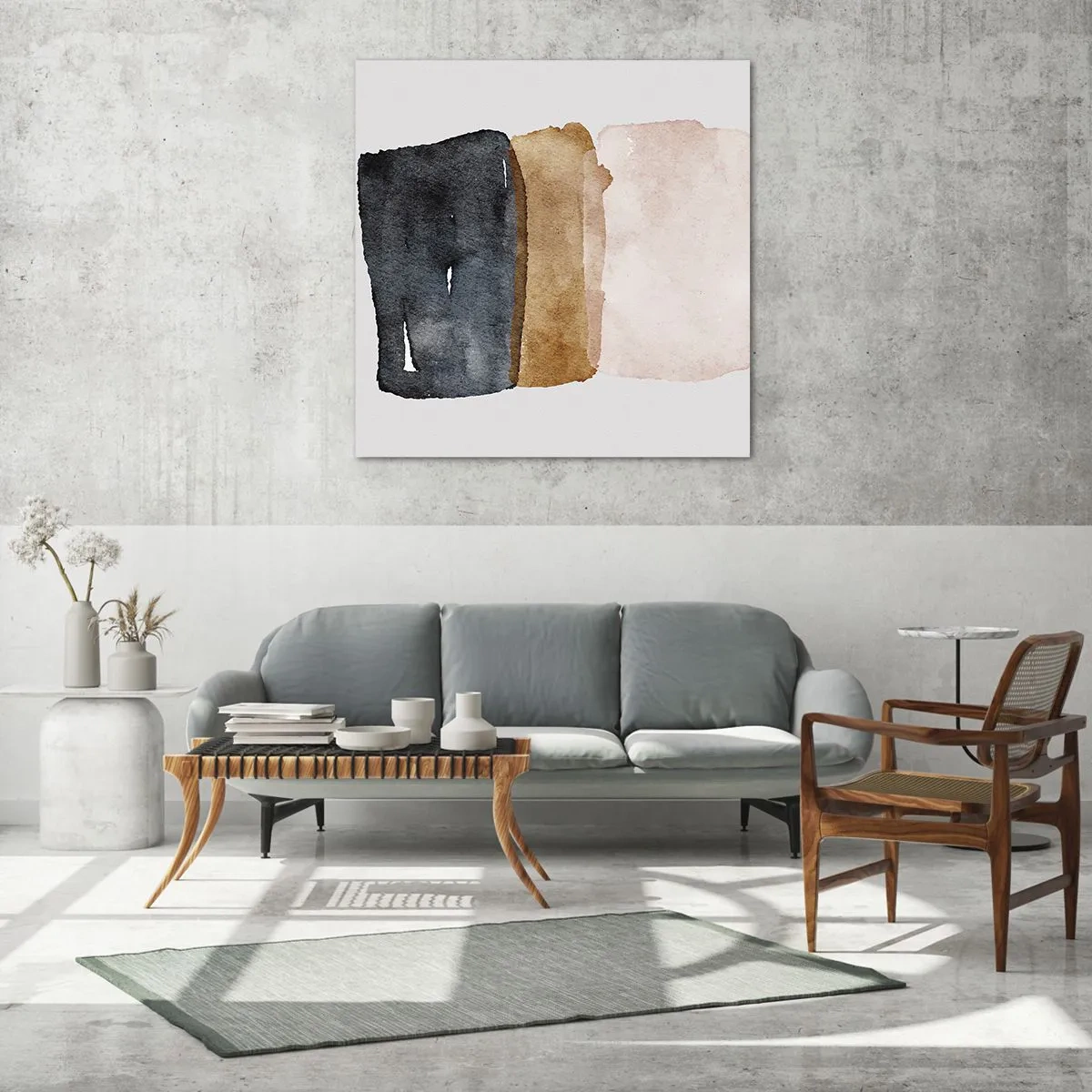 Glastavla - Bild på glas - Komposition av jordens färger - 60x60 cm