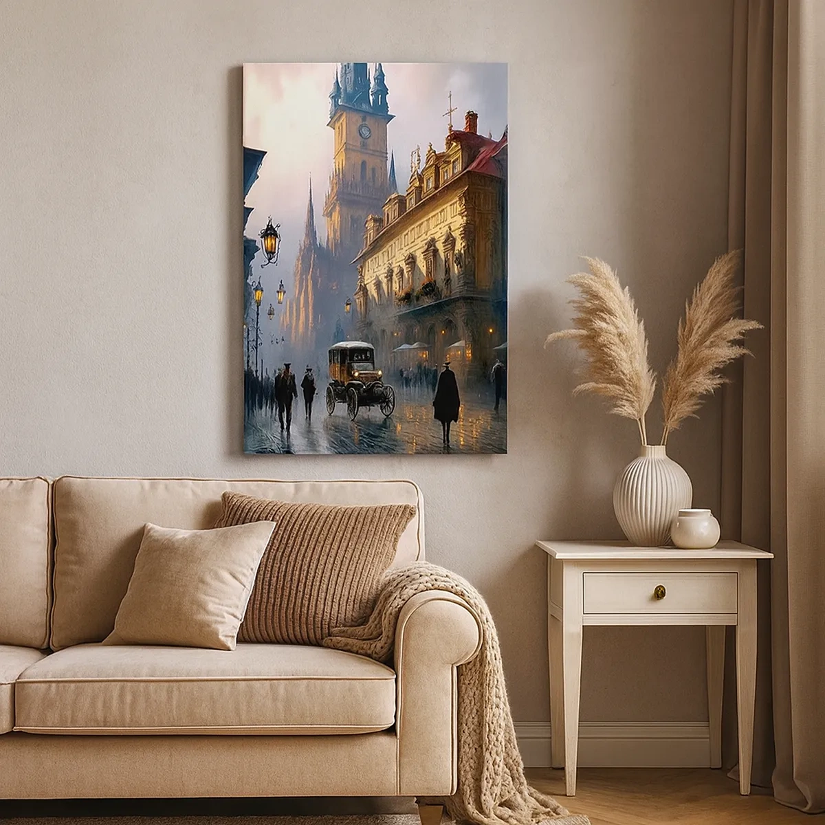 Canvastavla - Bild på duk - Magin under en kväll i Prag - 50x70 cm