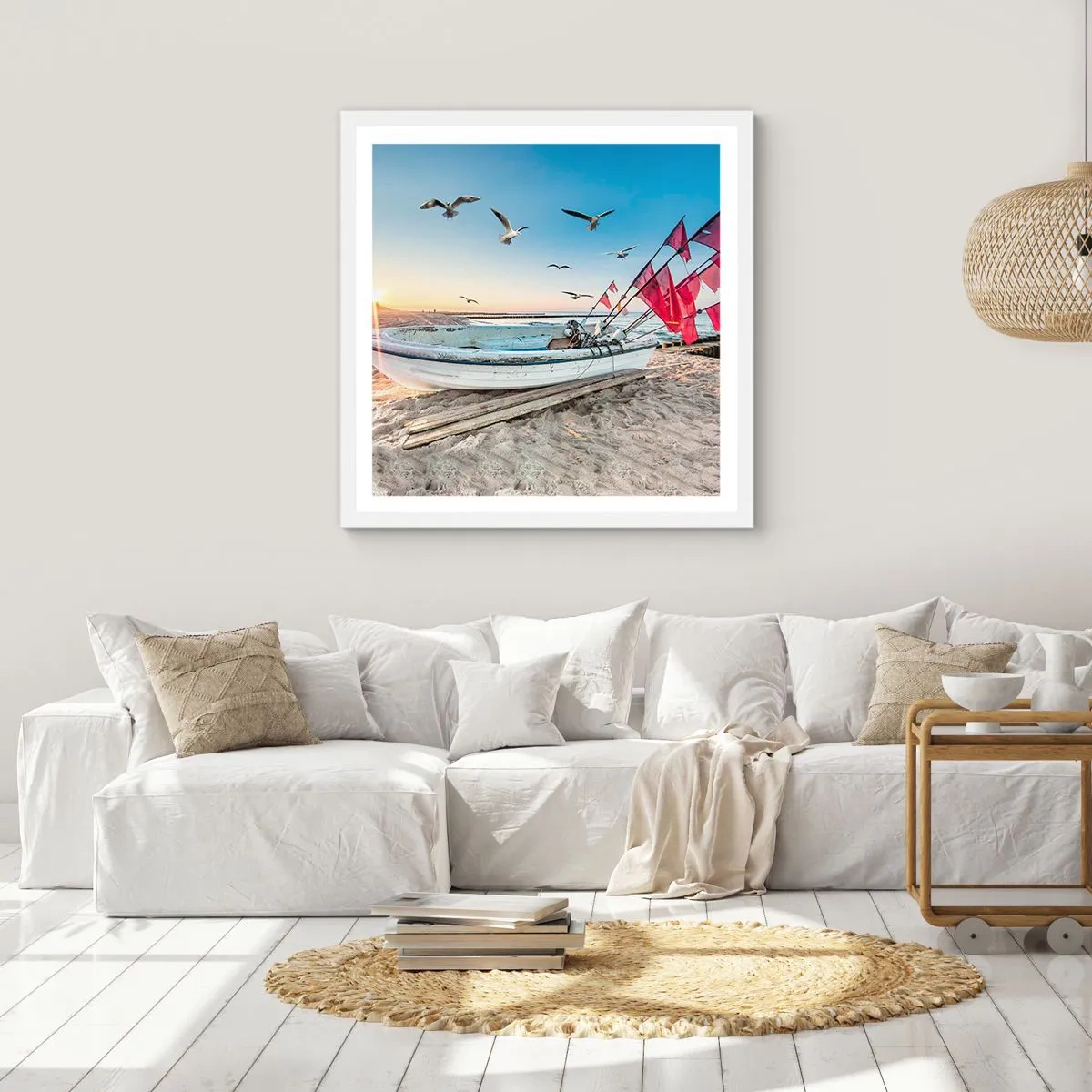 Affisch i vit ram - Välförtjänt vila - 50x50 cm