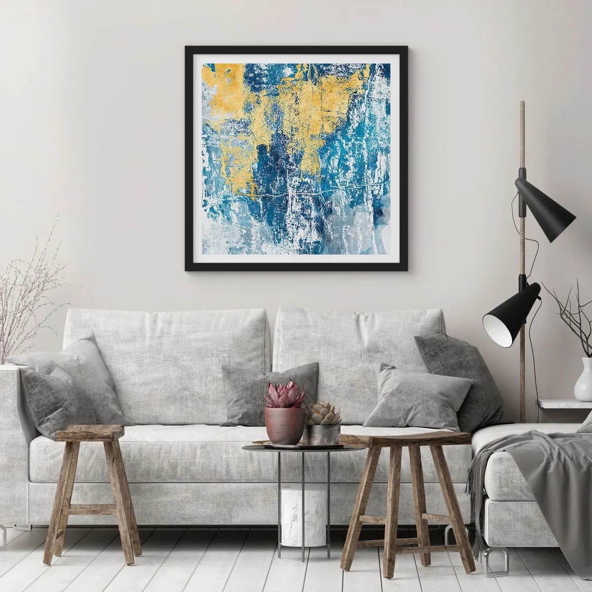 Affisch i svart ram - En väderfylld abstraktion - 40x40 cm